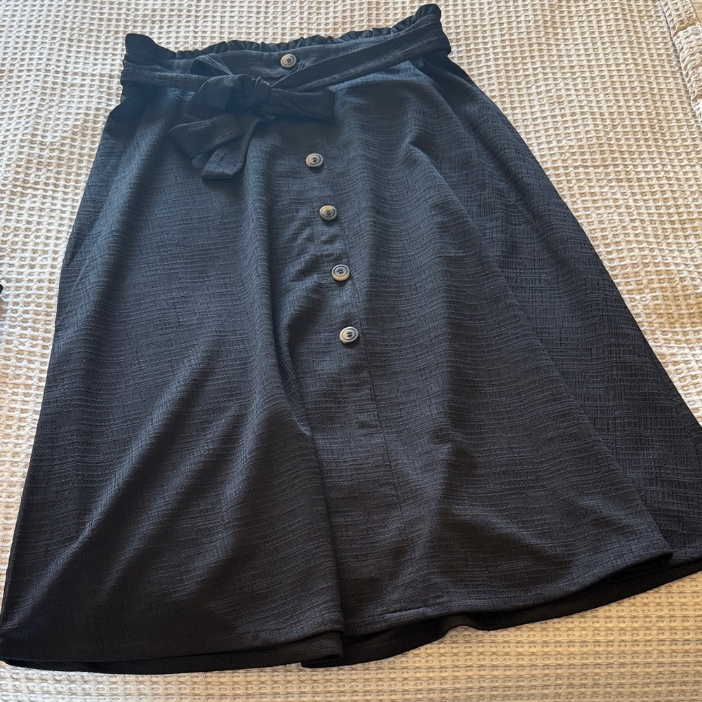 Soho Charcoal A-Line Skirt with Button Details